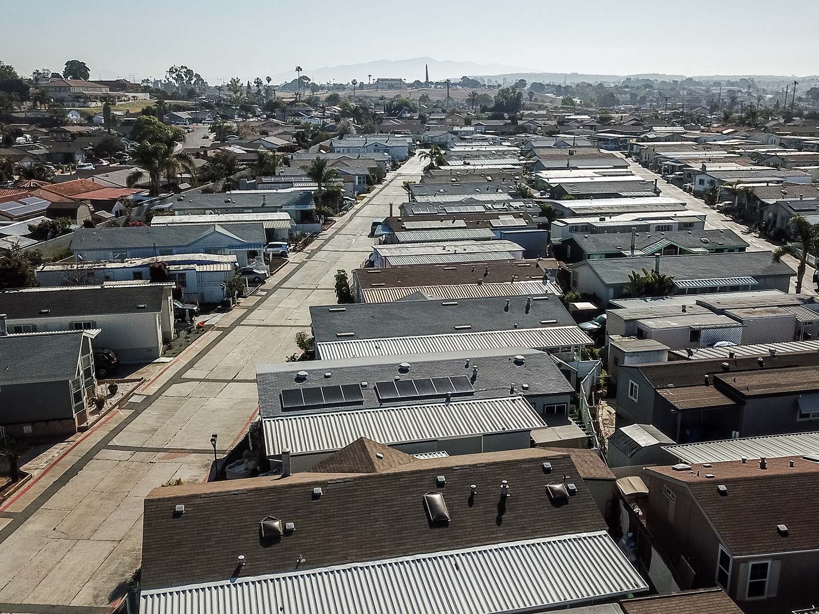 Mobile home community with solar panels